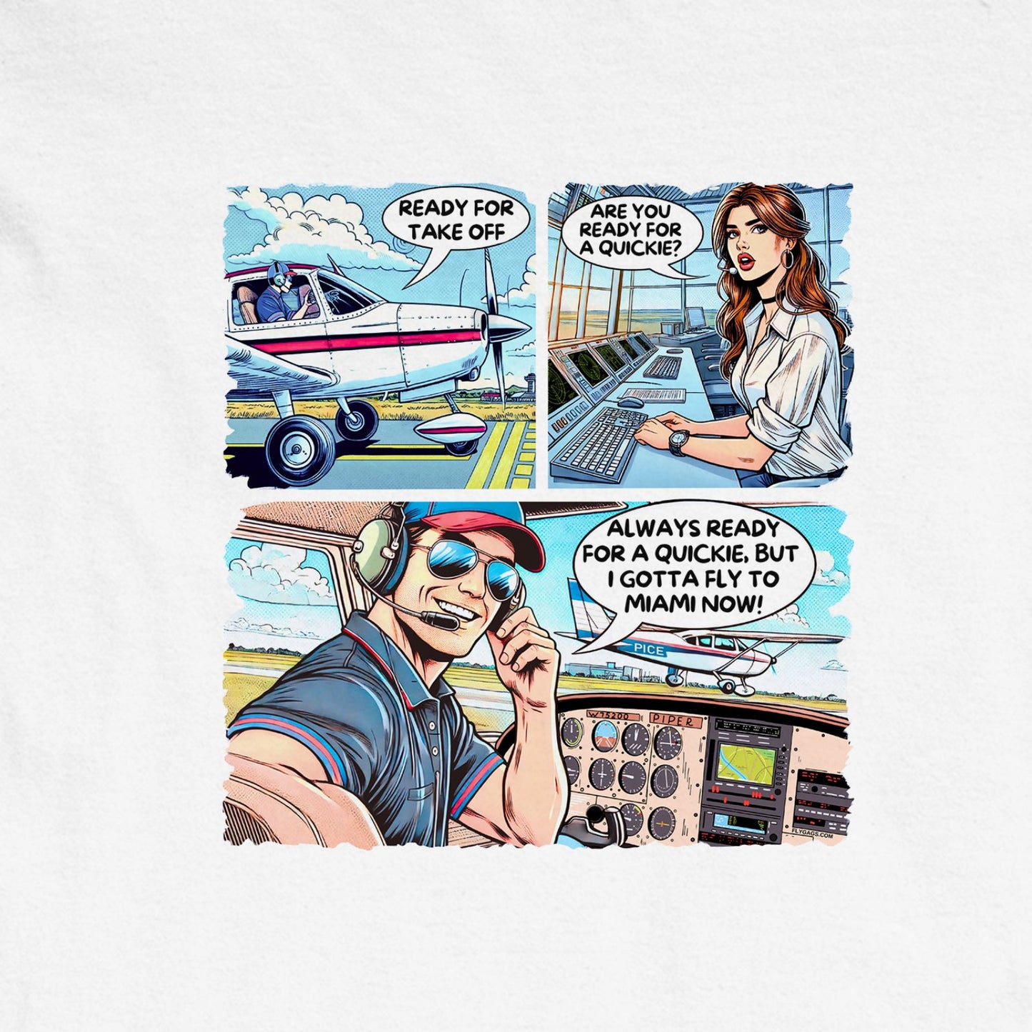 QUICKIE TEE PREMIUM TEE PILOT COMICS