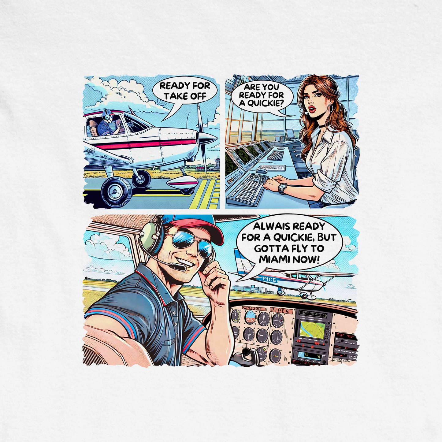 "QUICKIE" CLASSIC PILOT COMICS PREMIUM T‑SHIRT