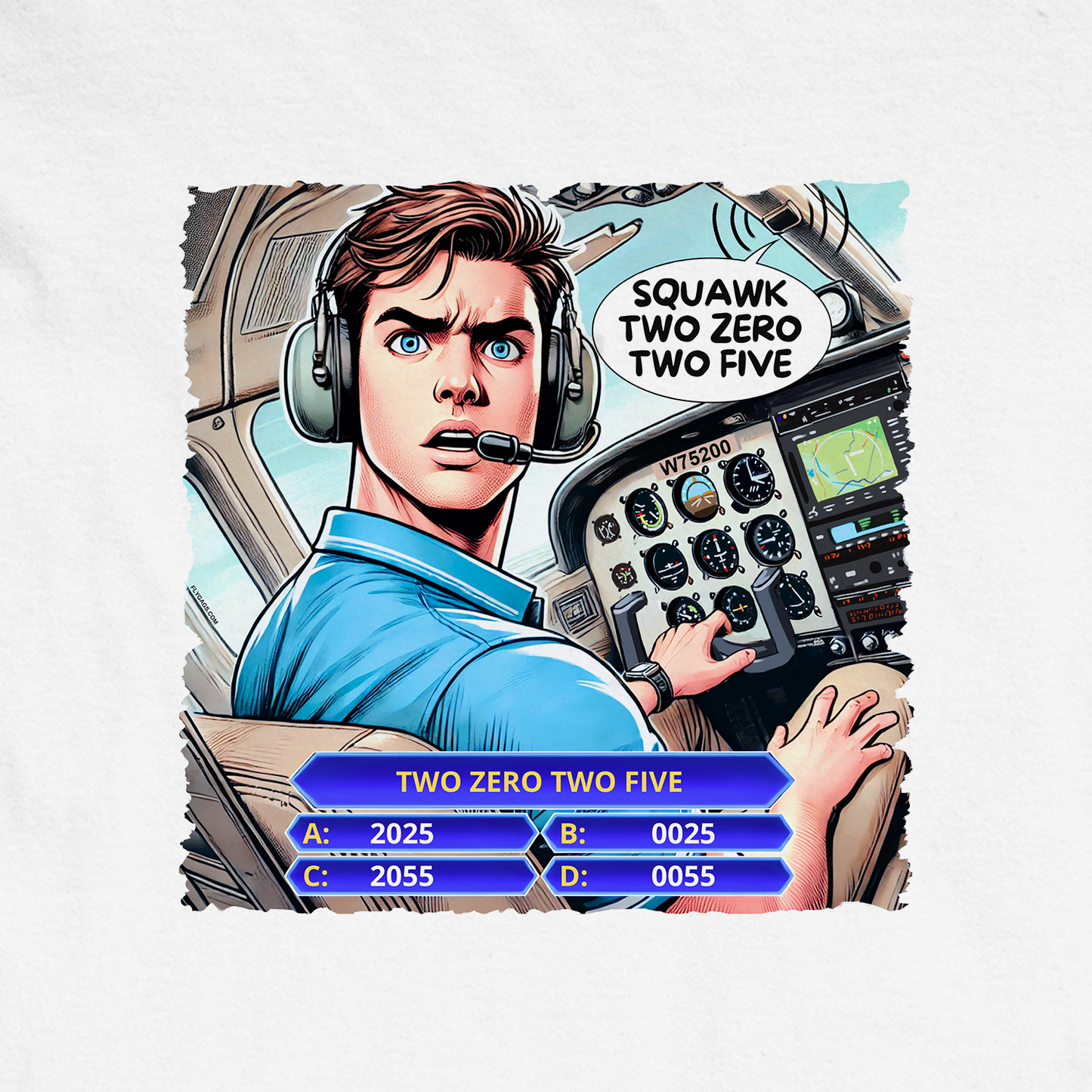 "SQUAWK 2025" CLASSIC PILOT COMICS PREMIUM T‑SHIRT