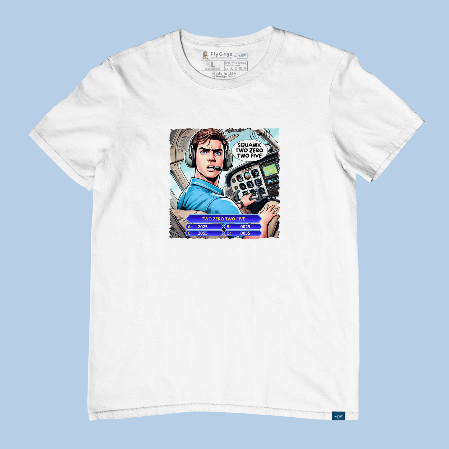 "SQUAWK 2025" CLASSIC PILOT COMICS PREMIUM T‑SHIRT