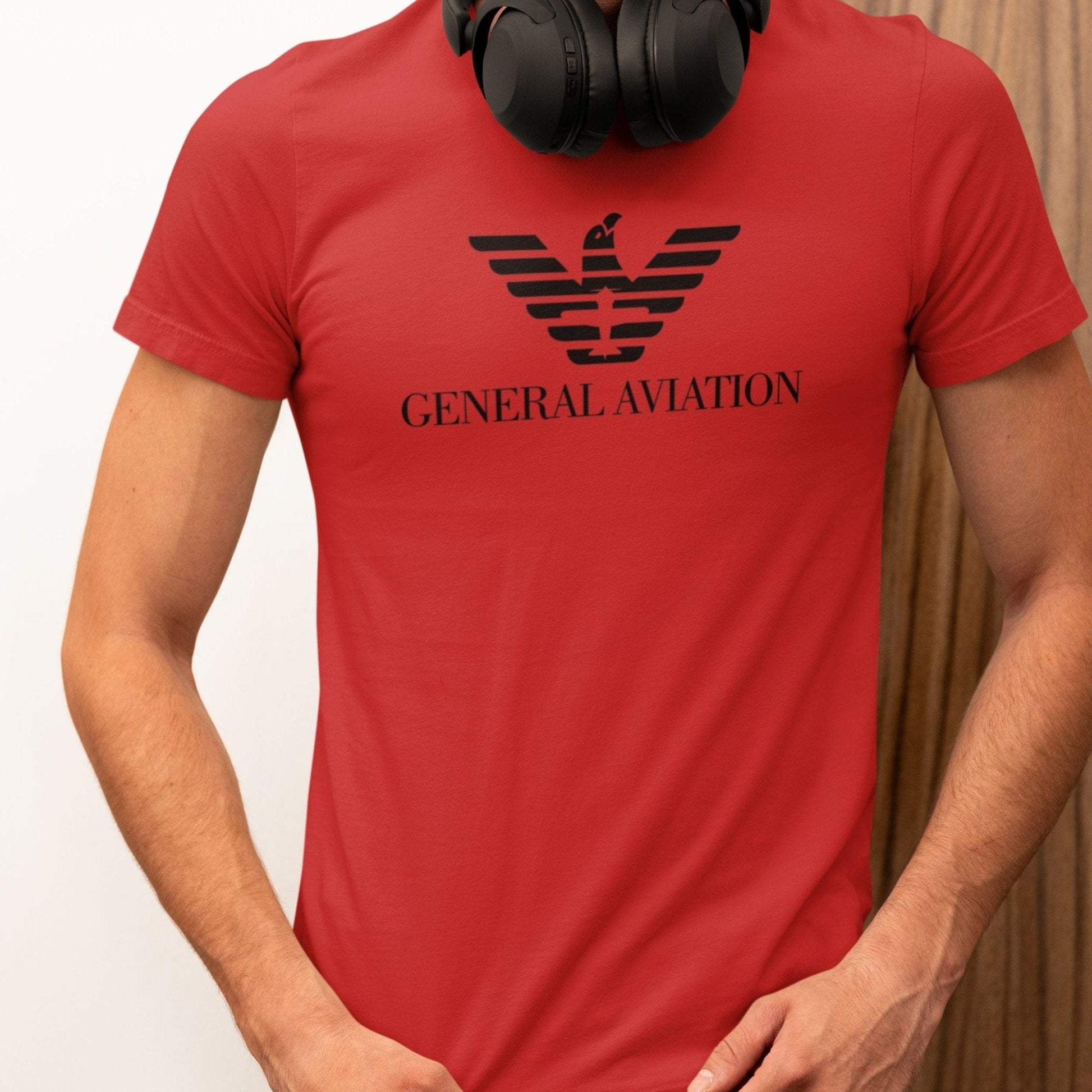 "GENERAL AVIATION" STD TEE THE PARODY HANGAR COLLECTION GENERAL AVIATION T-SHIRT FOR PILOT S / Red PILOT GIFT