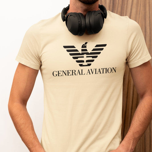 "GENERAL AVIATION" STD TEE THE PARODY HANGAR COLLECTION GENERAL AVIATION T-SHIRT FOR PILOT S / Natural PILOT GIFT