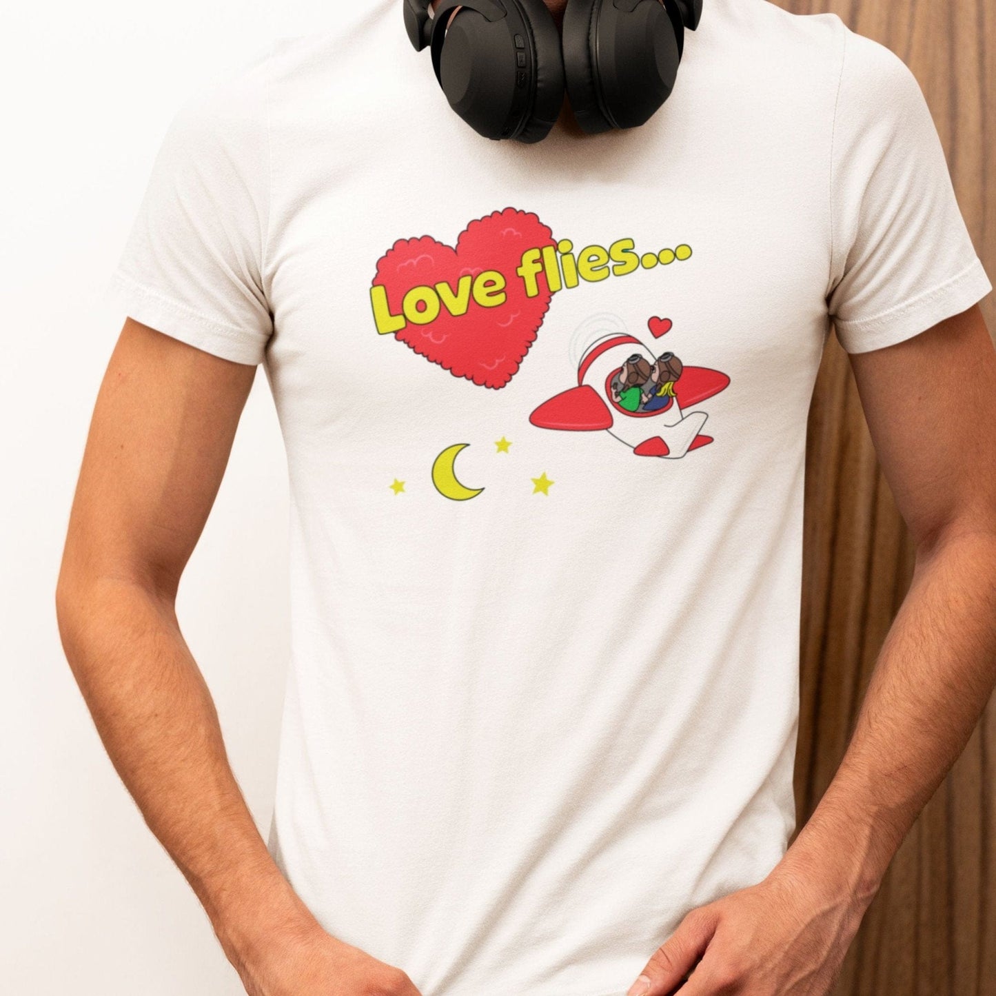 "LOVE FLIES" Ver.2 STD TEE THE PARODY HANGAR COLLECTION GENERAL AVIATION T-SHIRT FOR PILOT S / White PILOT GIFT